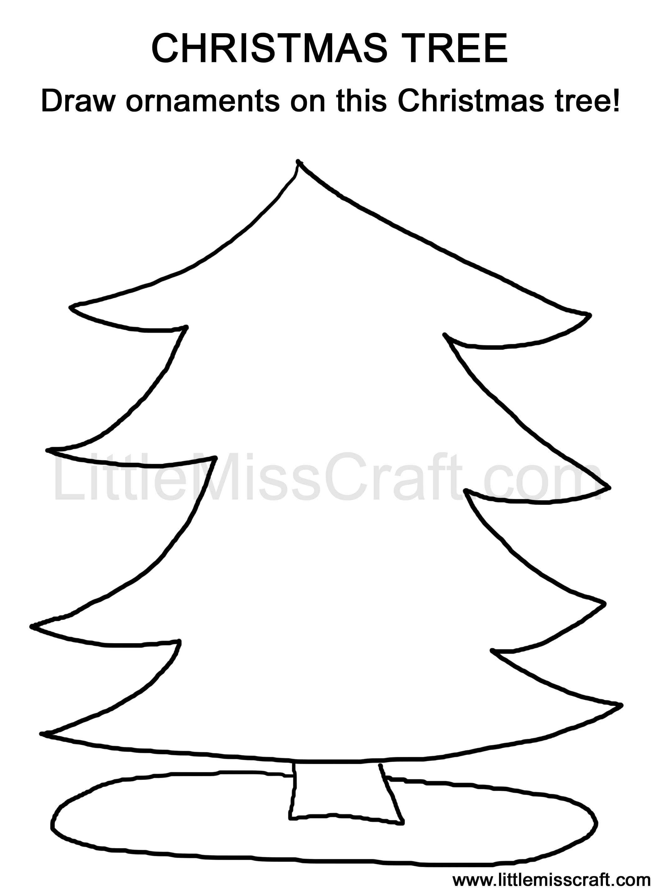 coloring page doodle printable Christmas tree draw ornaments
