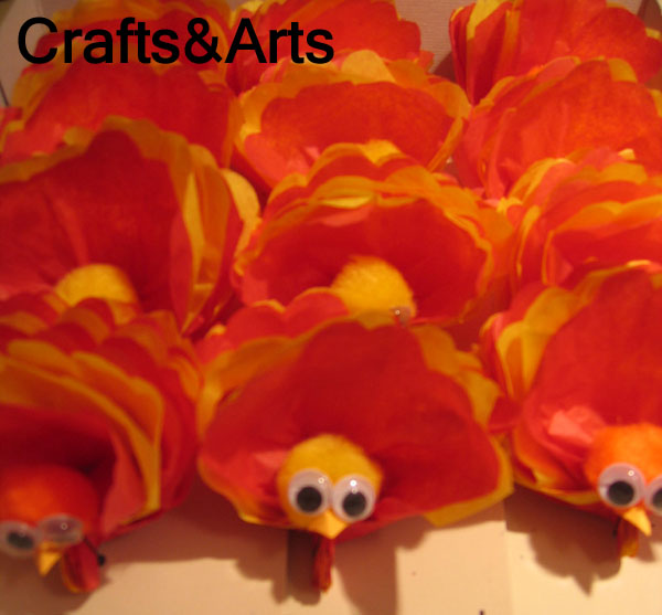 turkey thanksgiving tissue paper pom pom decoration